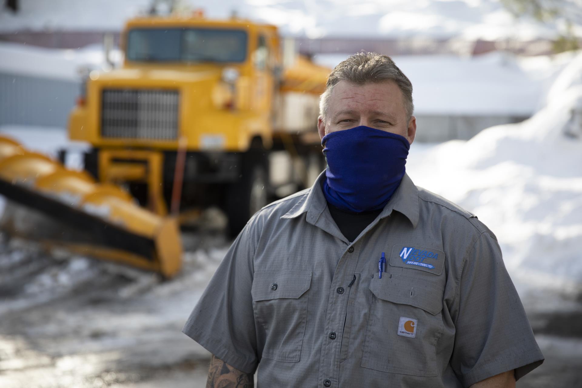 Man and bulldozer