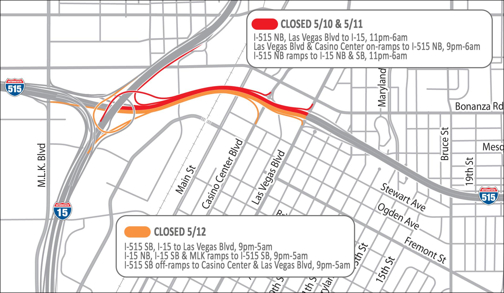 I-515 Viaduct Closures