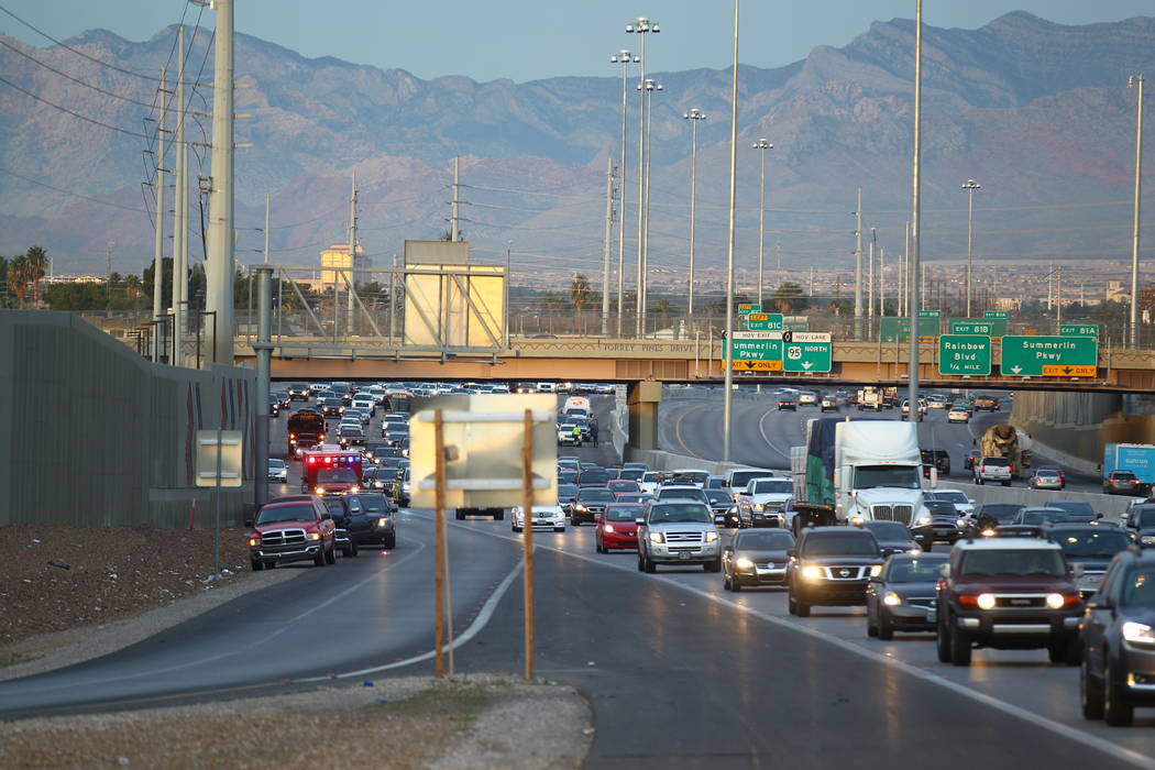 Heavy Traffic Congestion shown on US 95 in Las Vegas