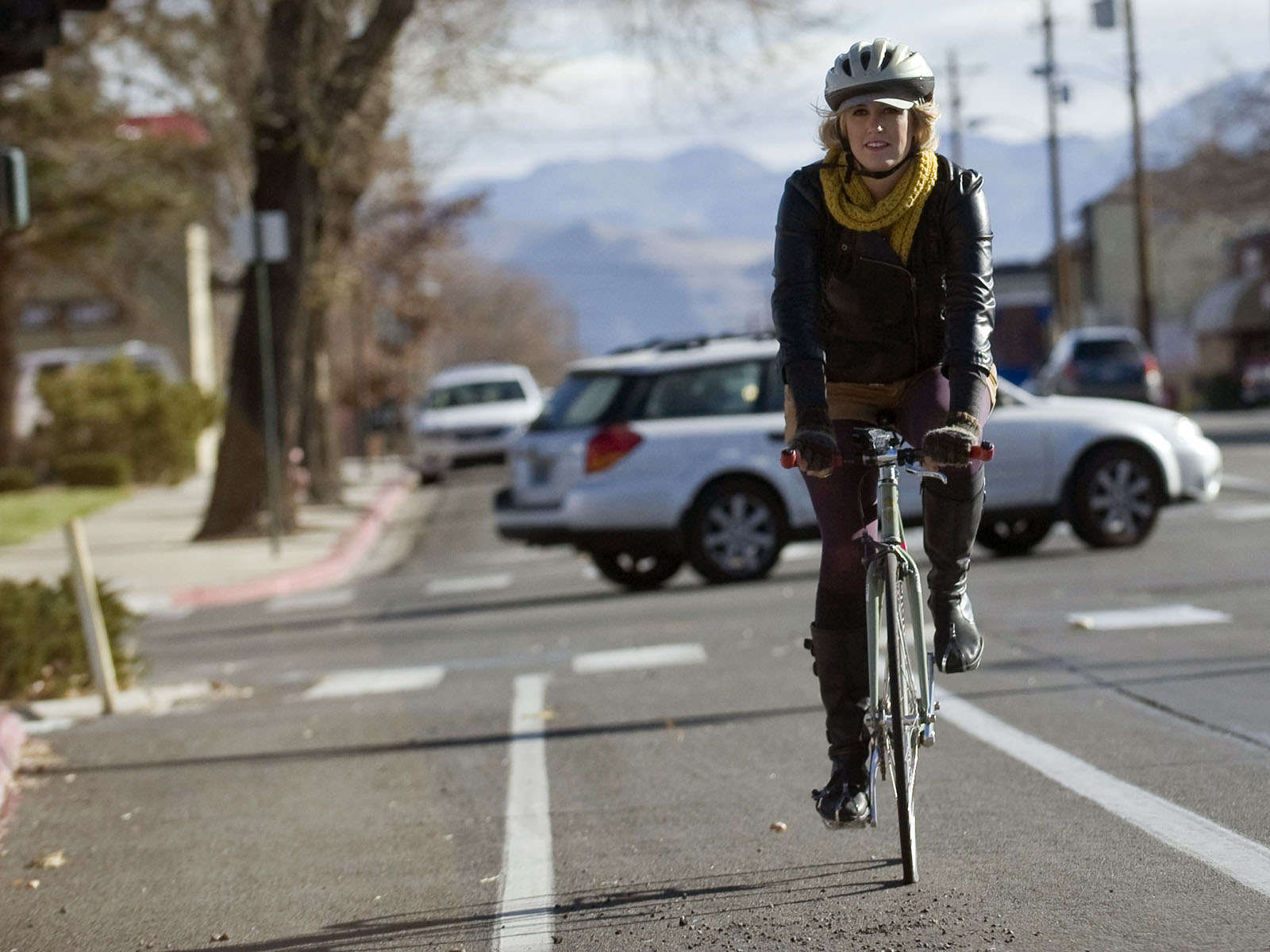 A cyclist in a Bike Lane