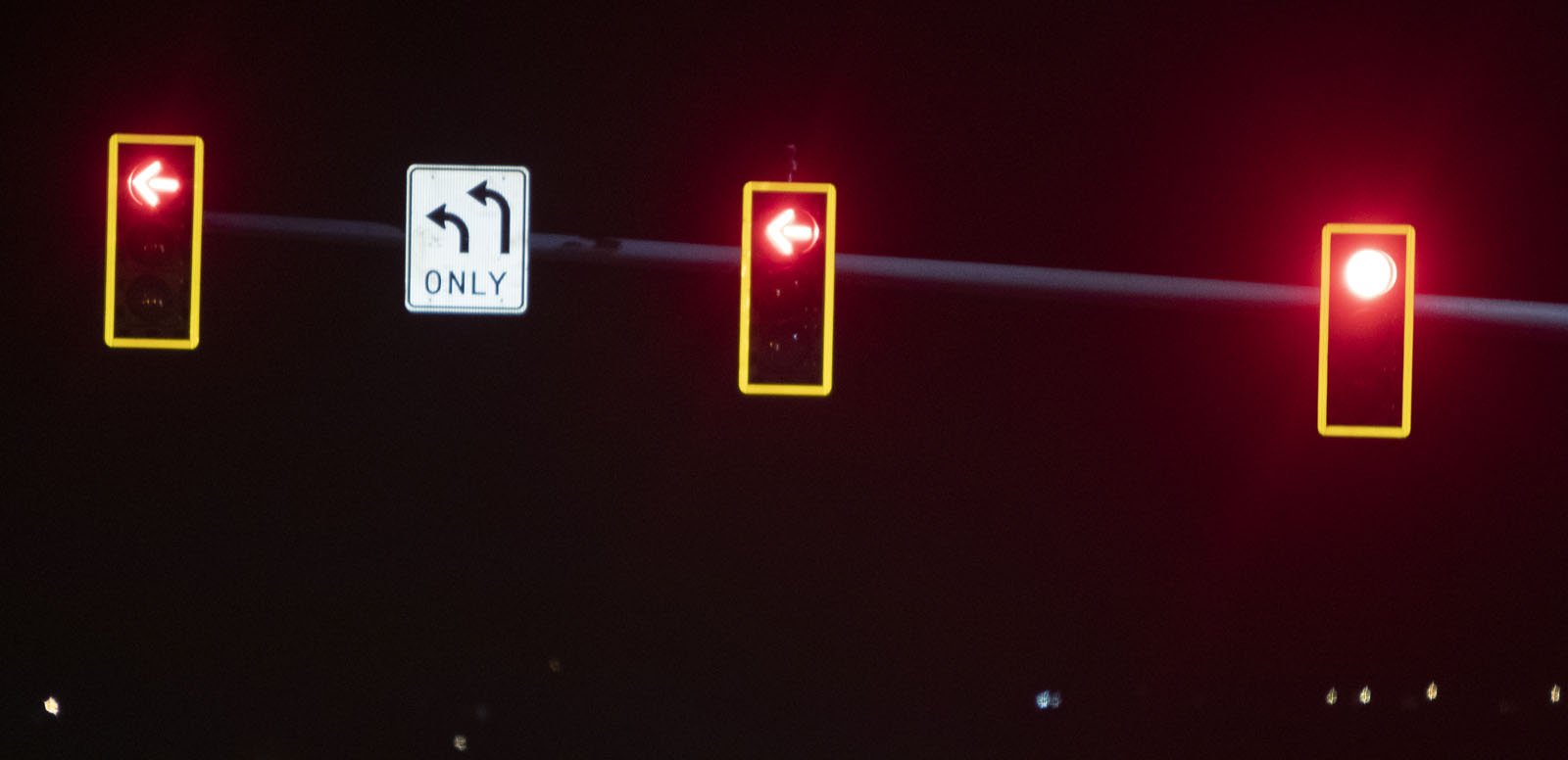 Three Traffic Signals with Retroreflective Yellow Borders